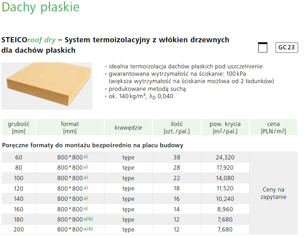 STEICOroof dry - dane logistyczne