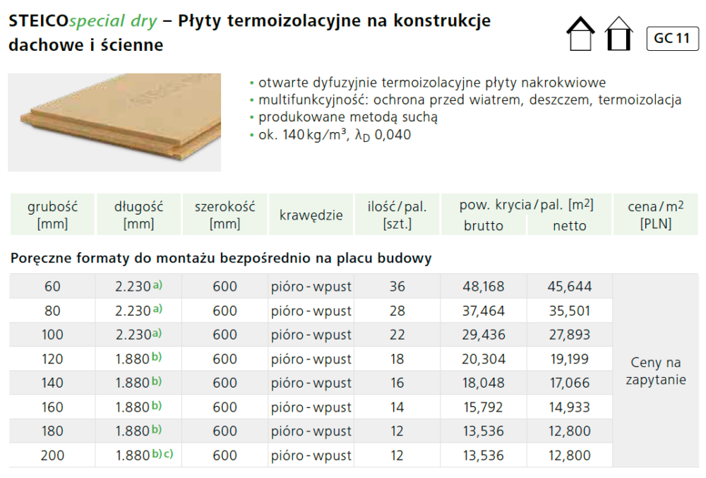 STEICOspecial dry - dane logistyczne