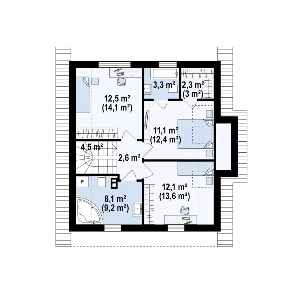 PODDASZE 52,1 / 62,6 m²