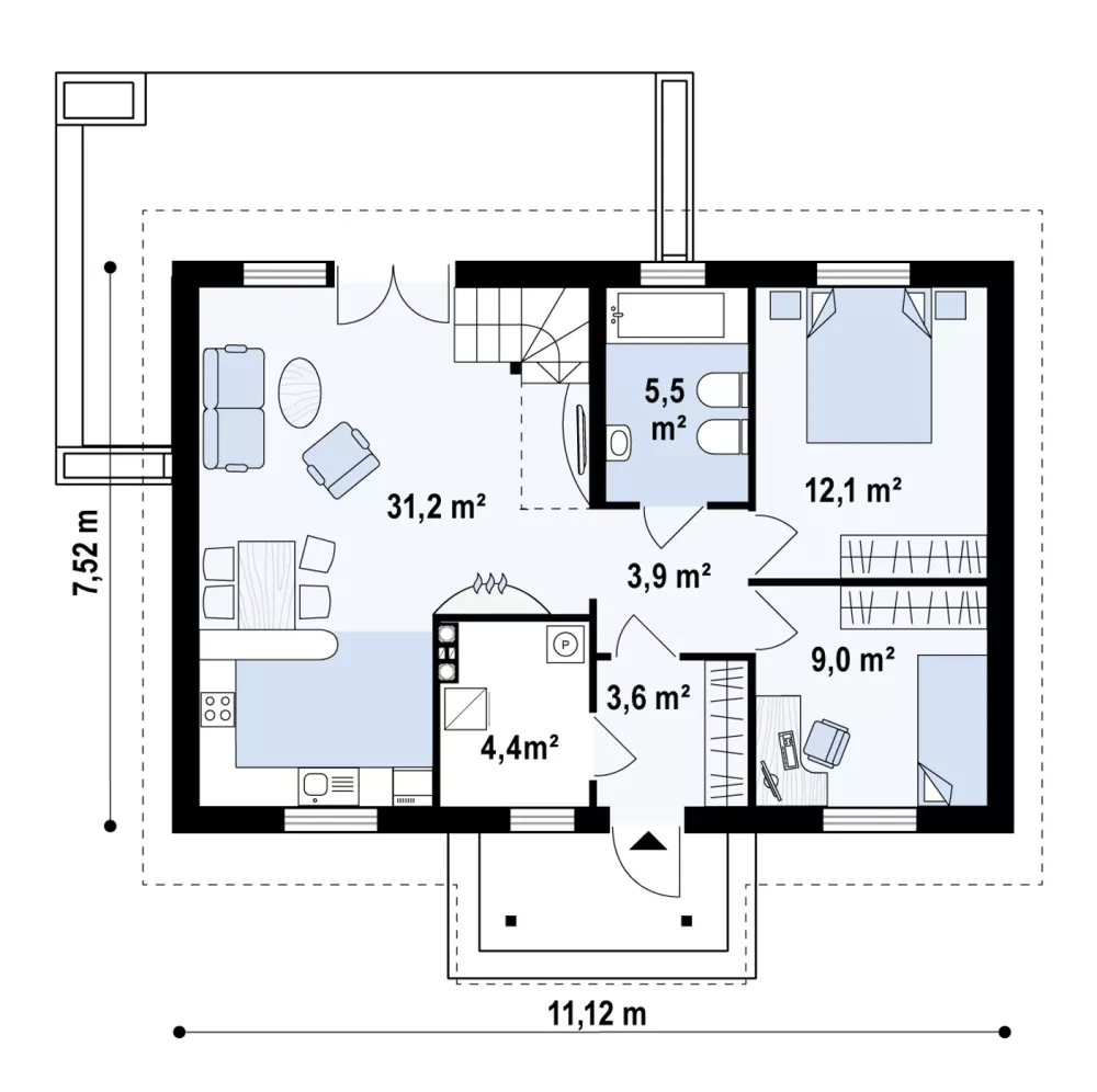 PARTER 65,3 / 69,7 m²