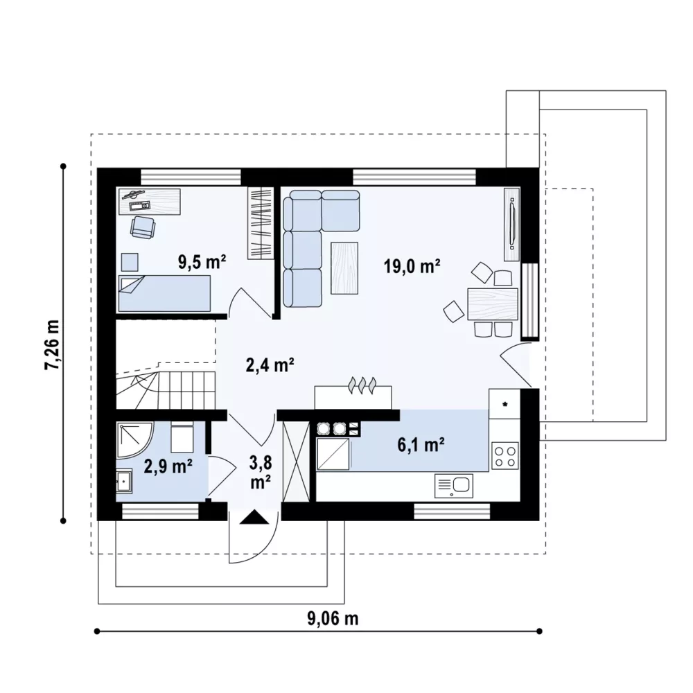 PARTER 43,6 m²