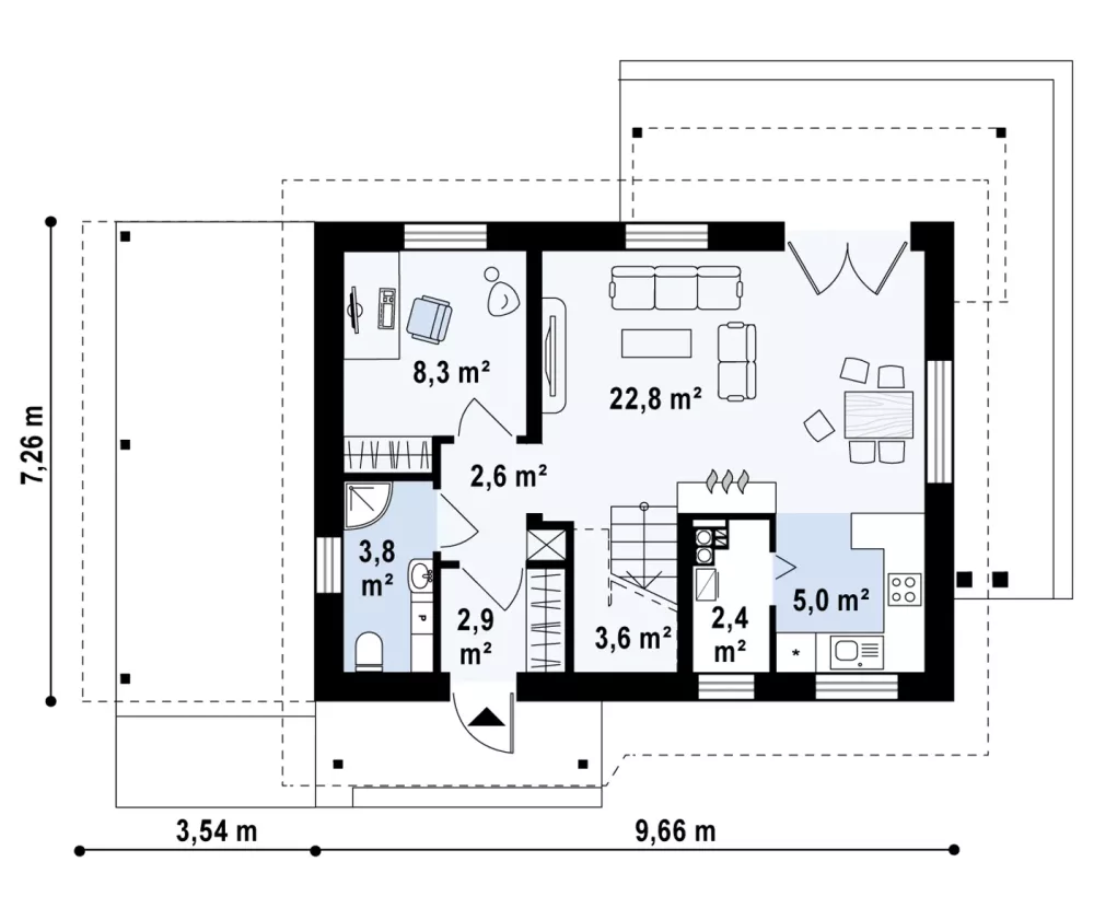 PARTER 45,3 / 47,7 m²
