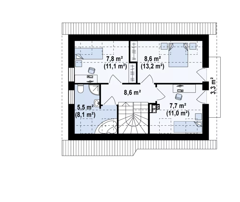 PODDASZE 36,4 / 52,1 m²