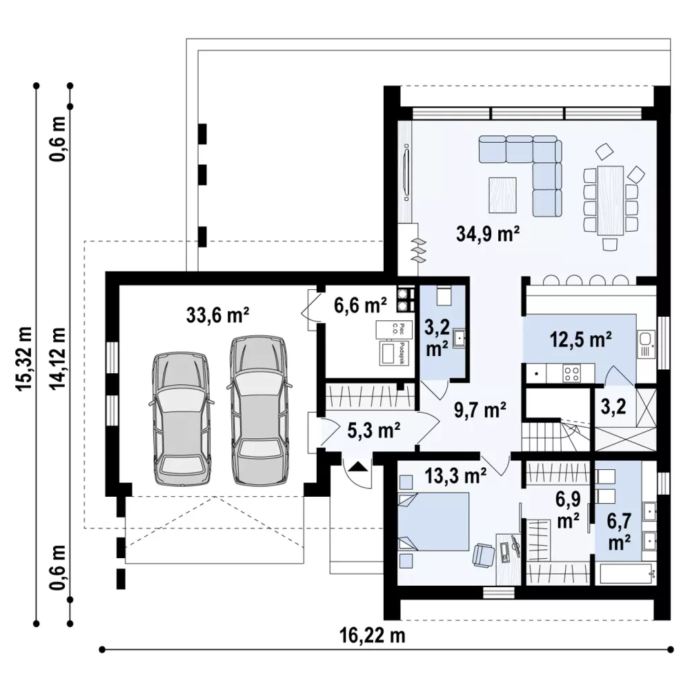 PARTER 95,8 / 136,1 m²