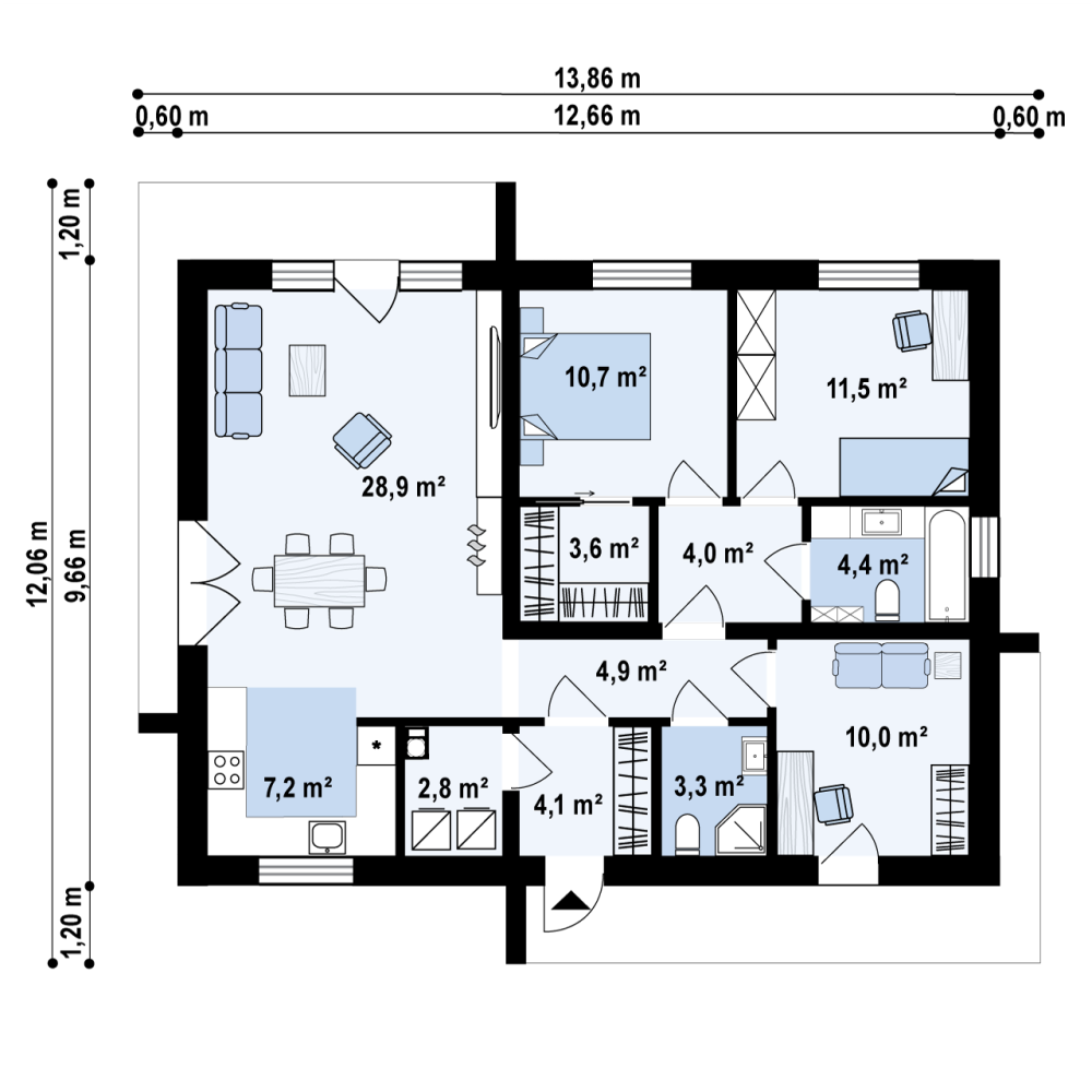 PARTER 93,4 / 96,4 m²