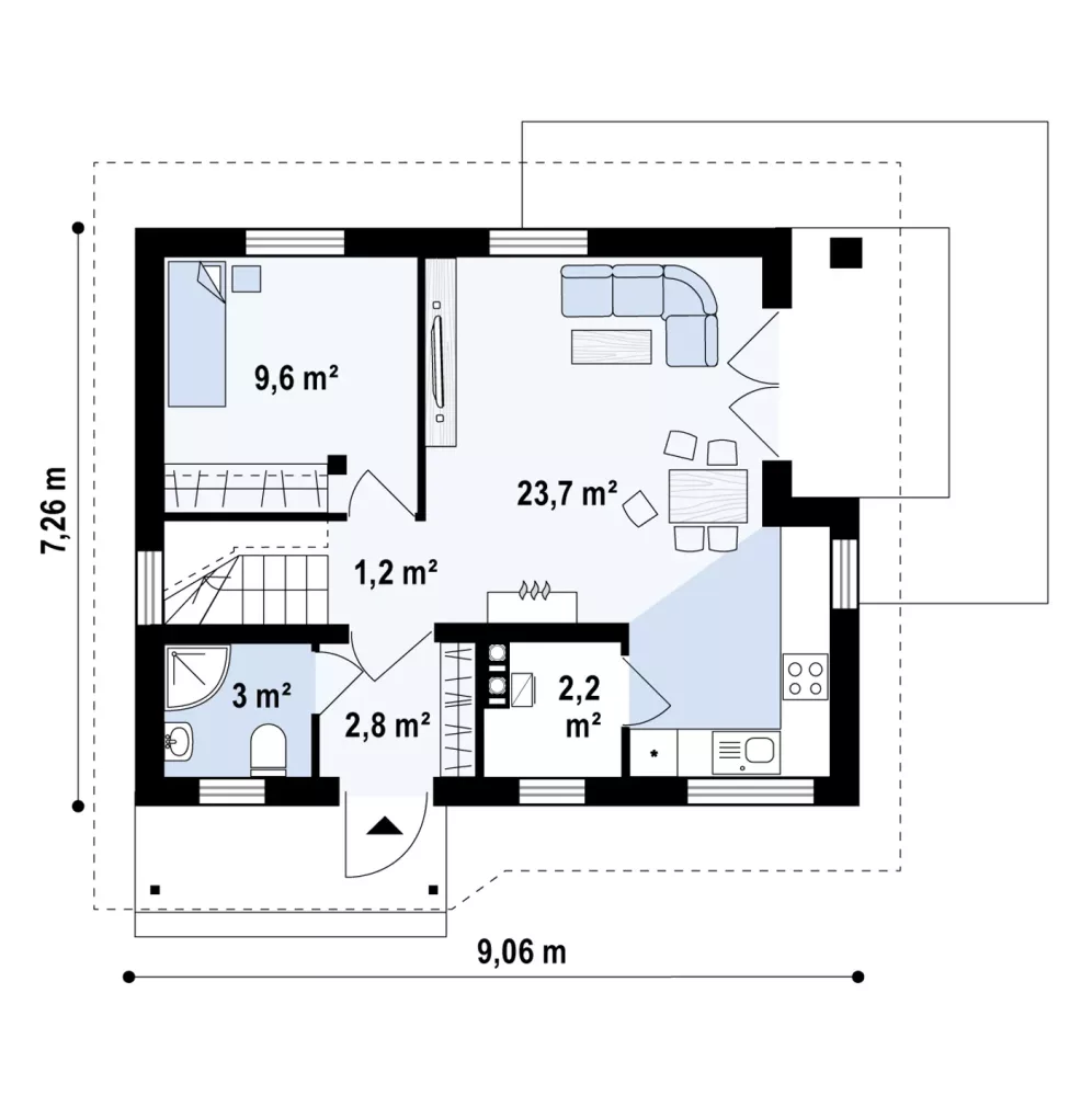 PARTER 44,9 / 47,6 m²