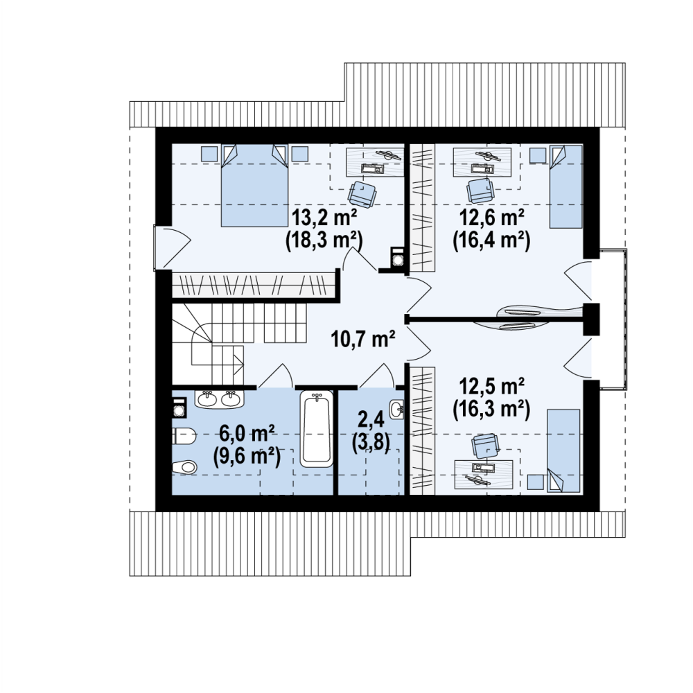 PODDASZE 52,5 / 75,2 m²