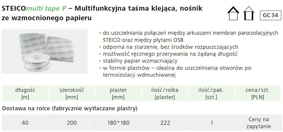 Formaty STEICOmulti tape P 180 X 180 mm